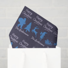 Christmas Tissue Paper - Blue Silhouette Design
