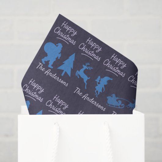 Christmas Tissue Paper - Blue Silhouette Design Seidenpapier (Geschenk Tasche)