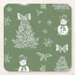 Christmas toile coaster rechteckiger pappuntersetzer