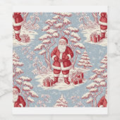 Christmas toile Santa Weinetikett (Einzelnes Label)