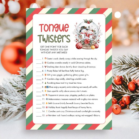 Christmas Tongue Twister Game Feiertagskarte