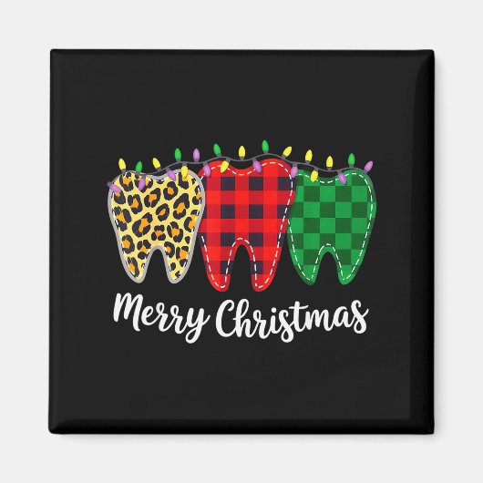 Christmas Tooth Dentist Dental Istant Teeth Leopar Magnet (Vorne)