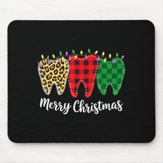 Christmas Tooth Dentist Dental Istant Teeth Leopar Mousepad (Vorne)