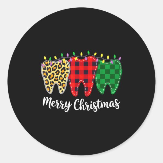 Christmas Tooth Dentist Dental Istant Teeth Leopar Runder Aufkleber (Vorderseite)