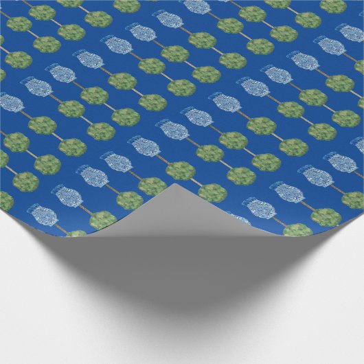 Christmas Topiary Blue White Ginger Jar Geschenkpapier (Ecke)