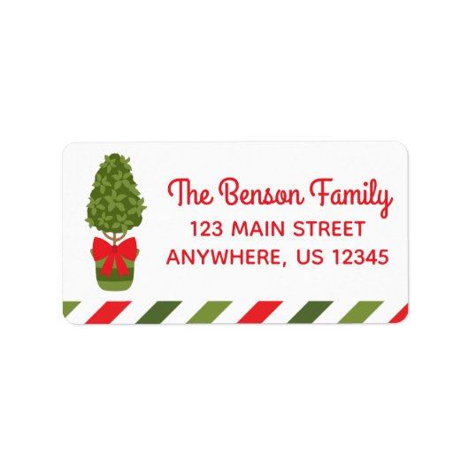 Christmas Topiary Return Address Labels Adressaufkleber (Vorne)