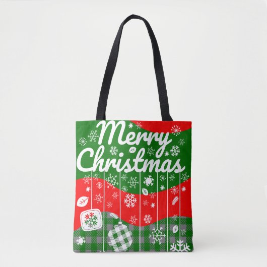 Christmas Tote Bag – White Ornaments Tasche (Vorderseite)