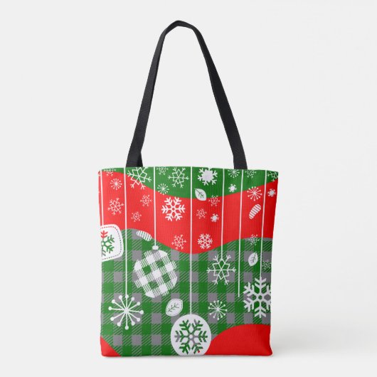 Christmas Tote Bag – White Ornaments Tasche (Rückseite)
