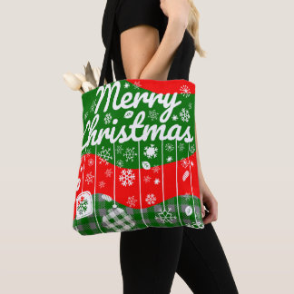 Christmas Tote Bag – White Ornaments Tasche