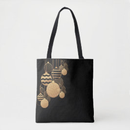 Christmas tote bag with baubles - black background tasche