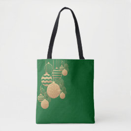 Christmas tote bag with baubles - green background tasche