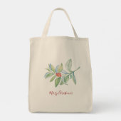 Christmas Tote Bags Botanical Red Berries Tragetasche (Rückseite)