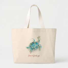 Christmas Tote Bags Coastal Sea Turtle Jumbo Stoffbeutel