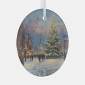 Christmas Town Square Tree Dectoration Ornament Aus Glas (Vorderseite Rechts)