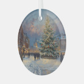 Christmas Town Square Tree Dectoration Ornament Aus Glas (Vorderseite links)