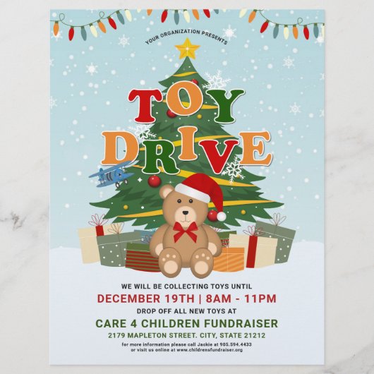 Christmas Toy Drive Donation Tree & Teddy Bear Flyer (Vorne)