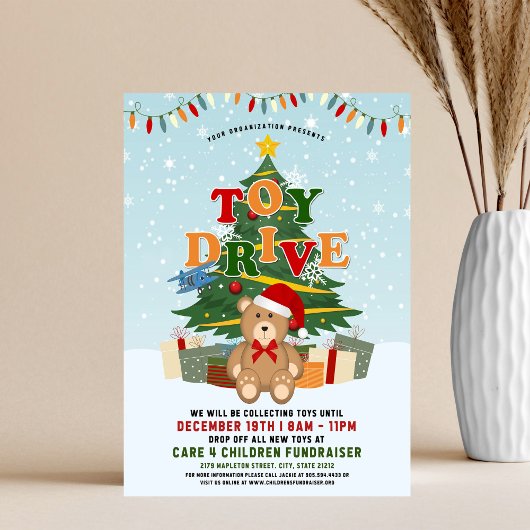 Christmas Toy Drive Donation Tree & Teddy Bear Flyer