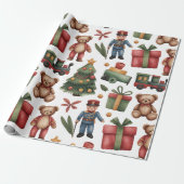Christmas Toyland & Trains Wrapping Paper for Kids Geschenkpapier (Ungerollt)