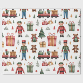 Christmas Toyland & Trains Wrapping Paper for Kids Geschenkpapier