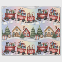 Christmas Toyland & Trains Wrapping Paper for Kids Geschenkpapier