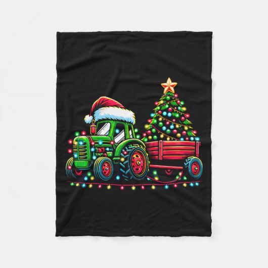 Christmas Tractor Boys Santa Xmas Farm Truck Fleecedecke (Vorderseite)