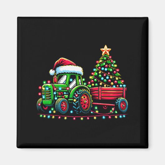 Christmas Tractor Boys Santa Xmas Farm Truck Magnet (Vorne)