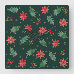 Christmas Traditional Quadratische Wanduhr