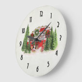 Christmas Trailer Camper Rustic Theme Große Wanduhr (Winkel)