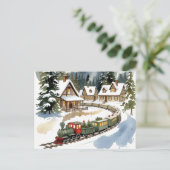 Christmas Train Around Cozy Chalet Village Postkarte (Stehend Vorderseite)
