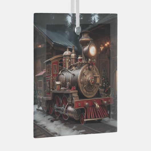 Christmas Train Ornament Aus Glas (Vorderseite Rechts)