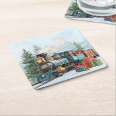Christmas Train Rechteckiger Pappuntersetzer (angewinkelt)