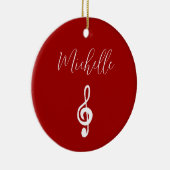 Christmas Treble Clef Musical Red Keramik Ornament (Rechts)