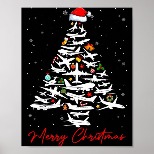 Christmas Tree Airplanes Lots Merry Christmas Men  Poster (Vorne)