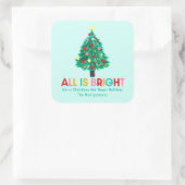 Christmas Tree "All Is Bright" Pastel Personalize Quadratischer Aufkleber (Tasche)