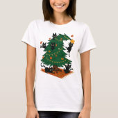 Christmas Tree And Cat T-Shirt (Vorderseite)