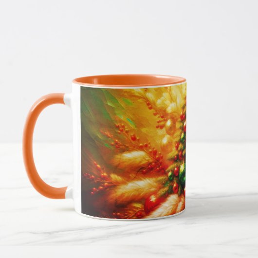 Christmas Tree and Flowers on Personalized Coffee Tasse (Links)