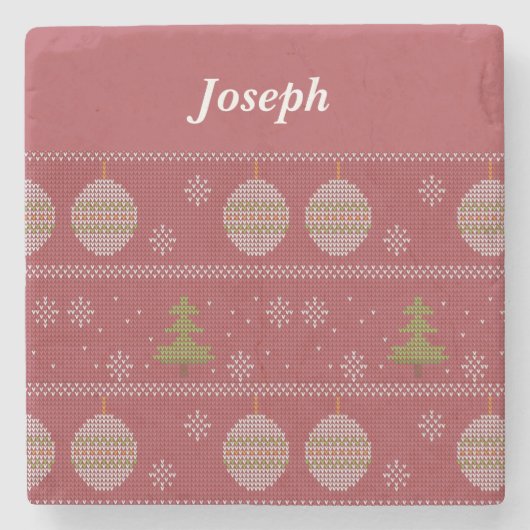 Christmas tree and ornament woven red steinuntersetzer (Vorderseite)