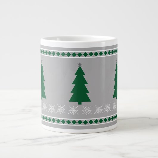 Christmas Tree and Snowflakes Pattern, Jumbo-Tasse (Vorderseite)