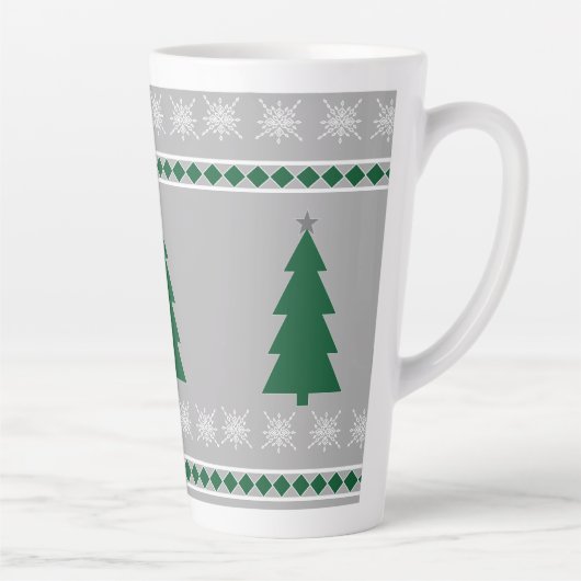 Christmas Tree and Snowflakes Pattern, Milchtasse (Rechts)