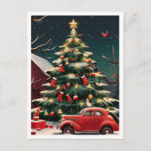 Christmas Tree and Vintage Car Postkarte (Vorderseite)