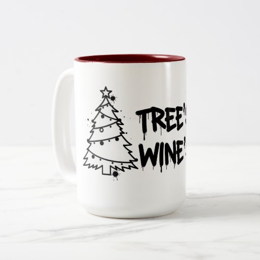 Christmas Tree and Wine Design Zweifarbige Tasse (Vorderseite Links)