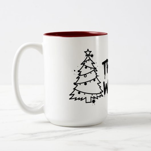 Christmas Tree and Wine Design Zweifarbige Tasse (Links)