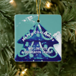 Christmas Tree Artistic Blue Family Keramikornament