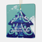 Christmas Tree Artistic Blue Family Keramikornament (Links)