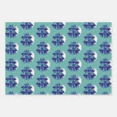 Christmas Tree Artistic Blue Merry Script Geschenkpapier Set (Vorderseite 2)