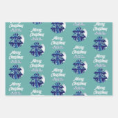 Christmas Tree Artistic Blue Merry Script Geschenkpapier Set (Vorderseite)