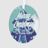 Christmas Tree Artistic Blue Merry Script Ornament (Vorderseite)