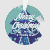 Christmas Tree Artistic Blue Merry Script Ornament (Vorderseite)