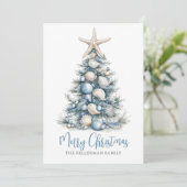 Christmas Tree Beach Feiertagskarte (Stehend Vorderseite)