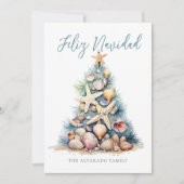 Christmas Tree Beach Feliz Navidad Feiertagskarte (Vorderseite)